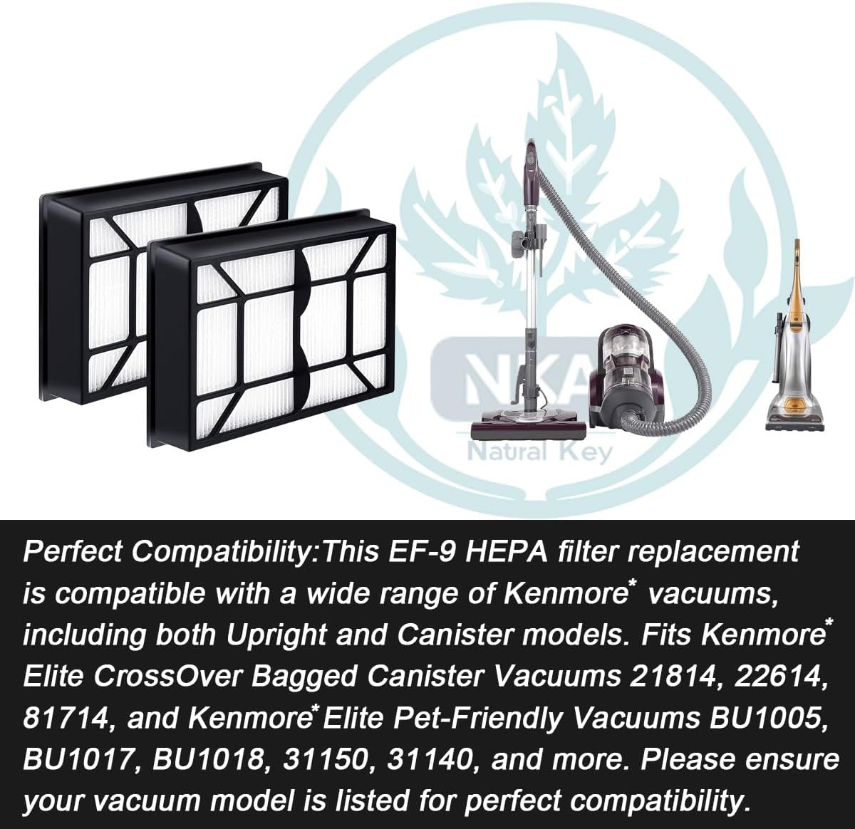 4 Pack EF-9 53296 HEPA Filter for 2214, 31140, BU1005, BU1017 and Elite 21814, 31150, 81714, BU1018 Upright and Vacuum Cleaner, EF9 HEPA Vaccum Filter + 1 Clean Brush
