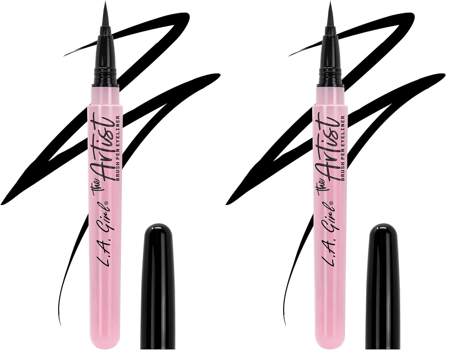 L.A. Girl The Artist Brush Pen Eyeliner, Inky Black GLE740 (Pack of 2)