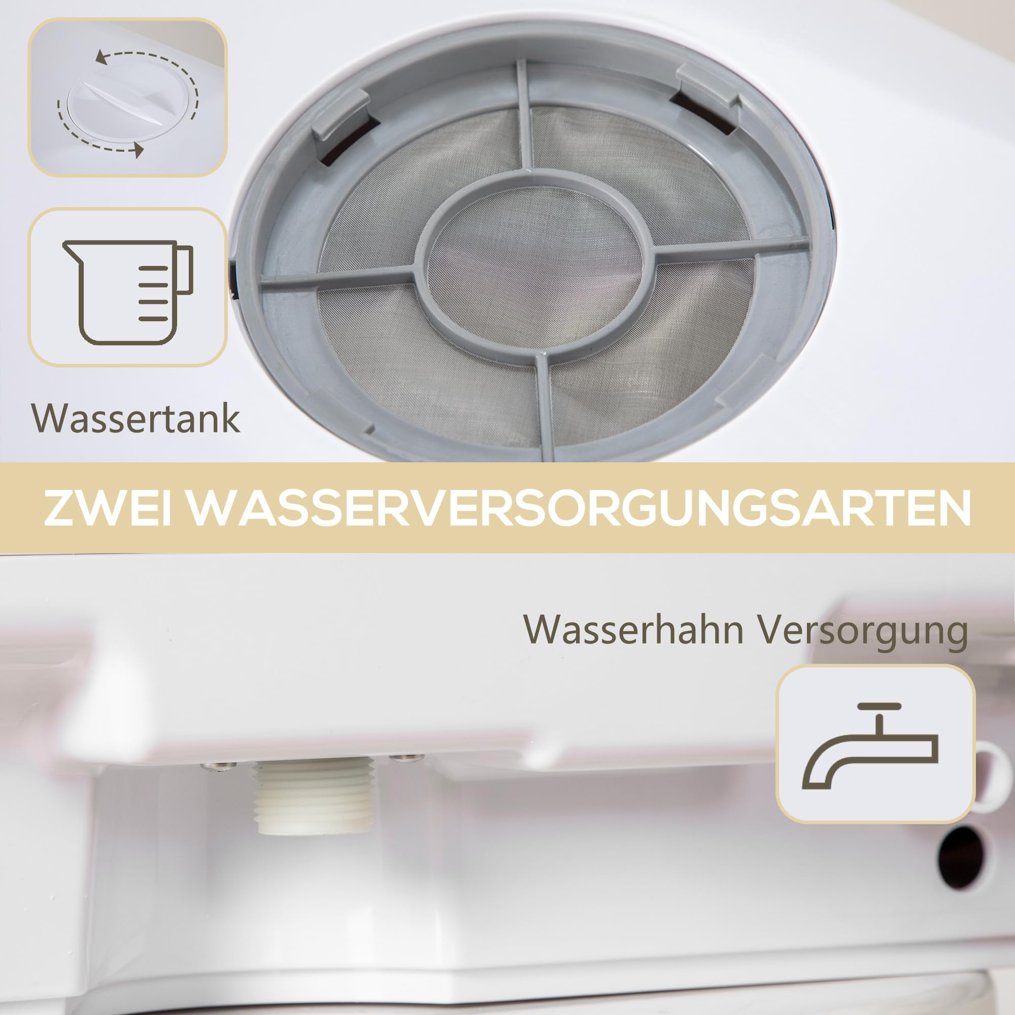 HOMCOM Tischgeschirrspüler Mit/Ohne Wasseranschluss Benutzbar Mini Weiß | Mini Geschirrspüler, Platz für 4 Maßgedecke, 6 Programmen, Eingebautem 6-Liter-Wassertank, für Büro, Camping, Wohnmobil