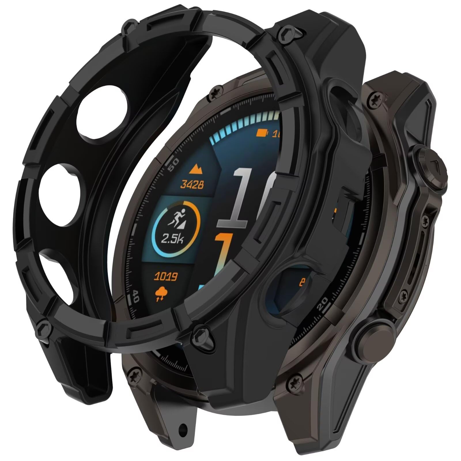 FTRONGRT Etui kompatybilne z Garmin Fenix 8 Solar 51 mm, miękkie TPU, odporne na zarysowania etui ochronne do zegarka Garmin Fenix 8 Solar 51 mm, czarne