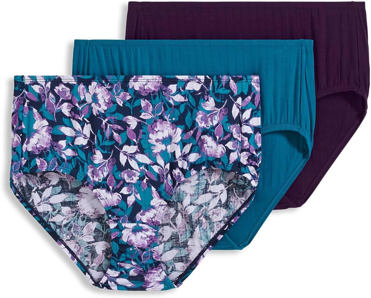 Jockey Women's Underwear Supersoft Breathe Brief 3 Pack, Deep Plum