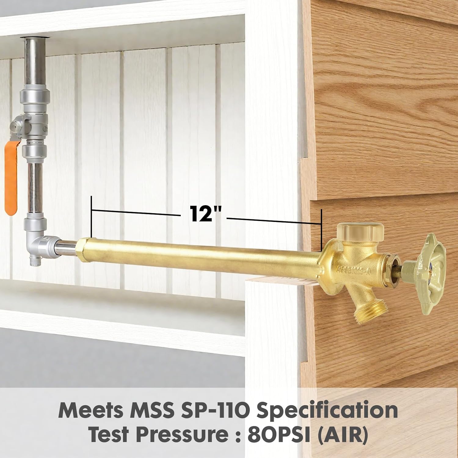 12 Inch Anti-Siphon Frost Free Sillcock Valve Multiturn 1/2 Inch NPT, 3/4 Inch Hose Bibb, Brass Body,Brass Valve 12 inch Length