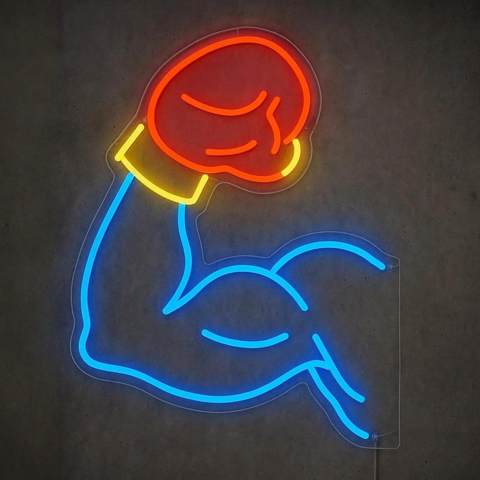 RONGCH Hanging Art Signs Kickboxing Neon Sign Muscular Boxing Dimmable Light for Boxer Clubs,Gym,Sports Bar Decor 45cm