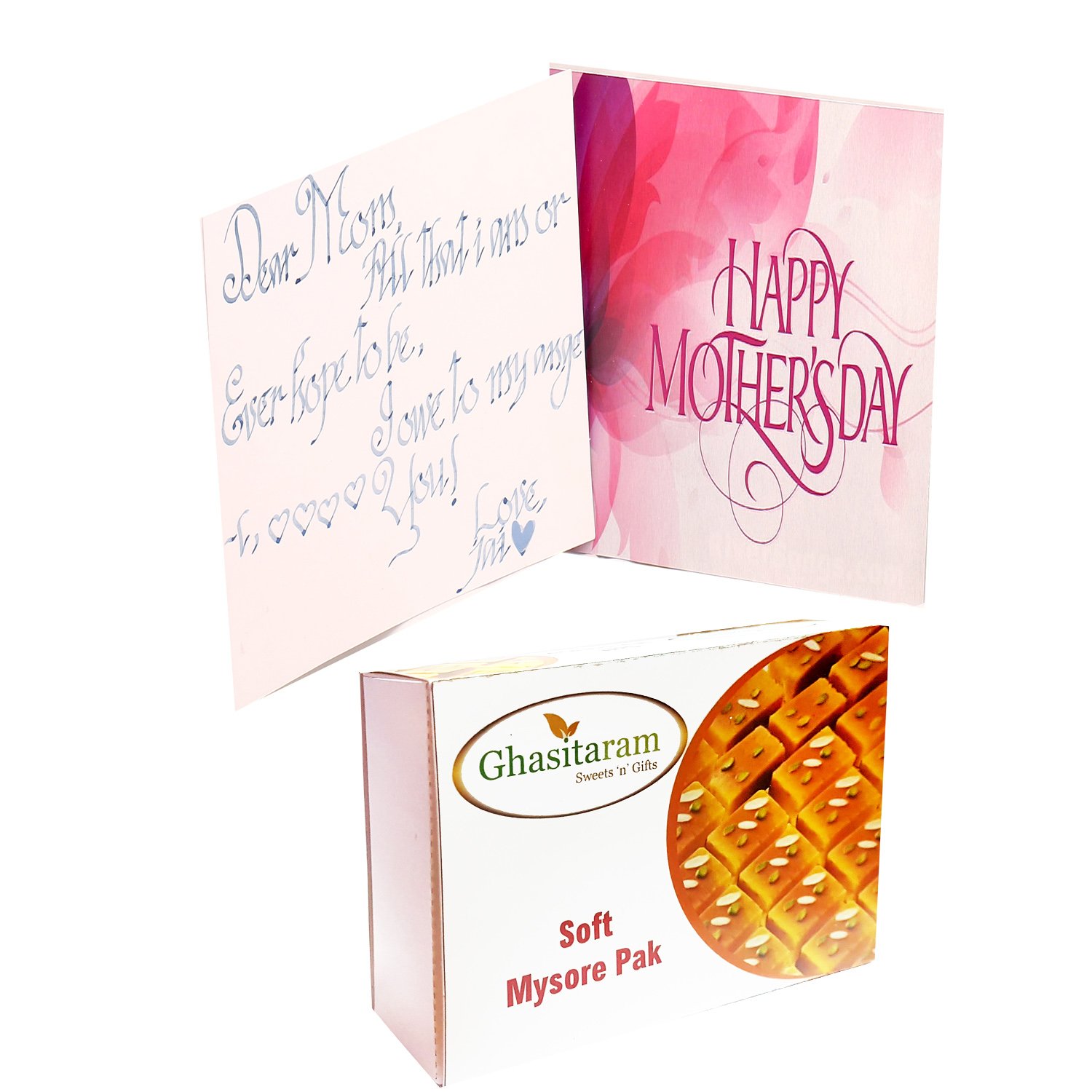 Ghasitaram Gifts – Cards- Personalised Message in Calligraphy Card and Soft Maysore Pak |Diwali,Holi,Rakhi,Valentine,Christmas,Birthday,Anniversary,Gift for Her,Him,Mothers Day,Fathers Day|
