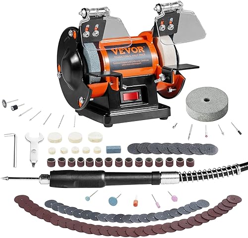 Miniatura 9 de VEVOR Pulidora de Banco, Amoladora Pulidora de Banco, Máquina de Pulido y Abrillantado para Metal/Joyería/Madera/Jade/Plástico/Plata DIY, con Rueda