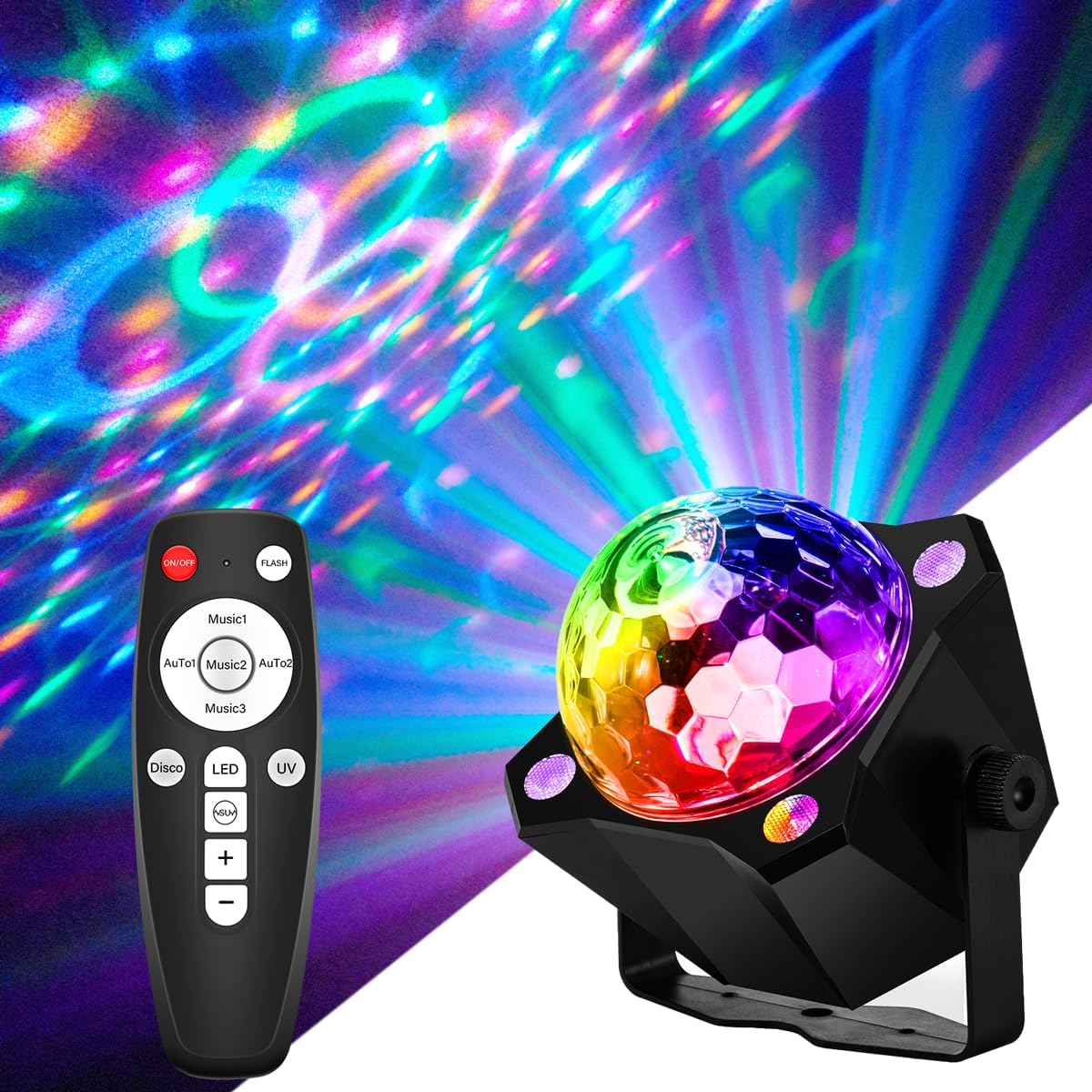 Disco Ball Lamp with Sound Activated Strobe Light and Remote Control, Party Lights Kit for Home Karaoke, Club, Wedding Events
