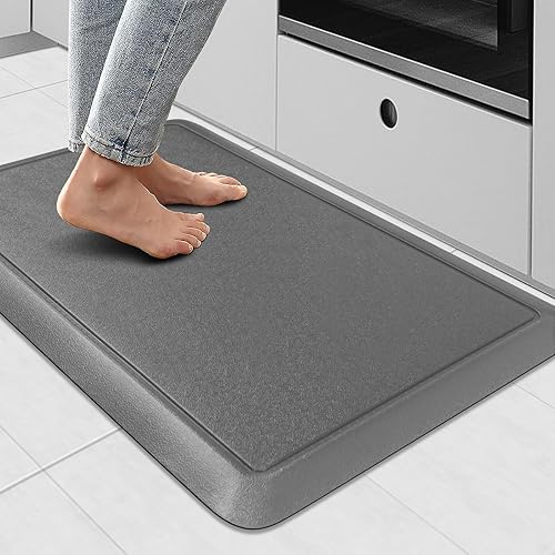 Zenovaire Anti Fatigue Mats for Kitchen Floor Kitchen Mat Cushioned Mat Grey Kitchen Rug Non Slip Waterproof Memory Foam Ergonomic Comfort Rug Standing Desk Mat for Floor Office Sink Laundry, 17"X 28"