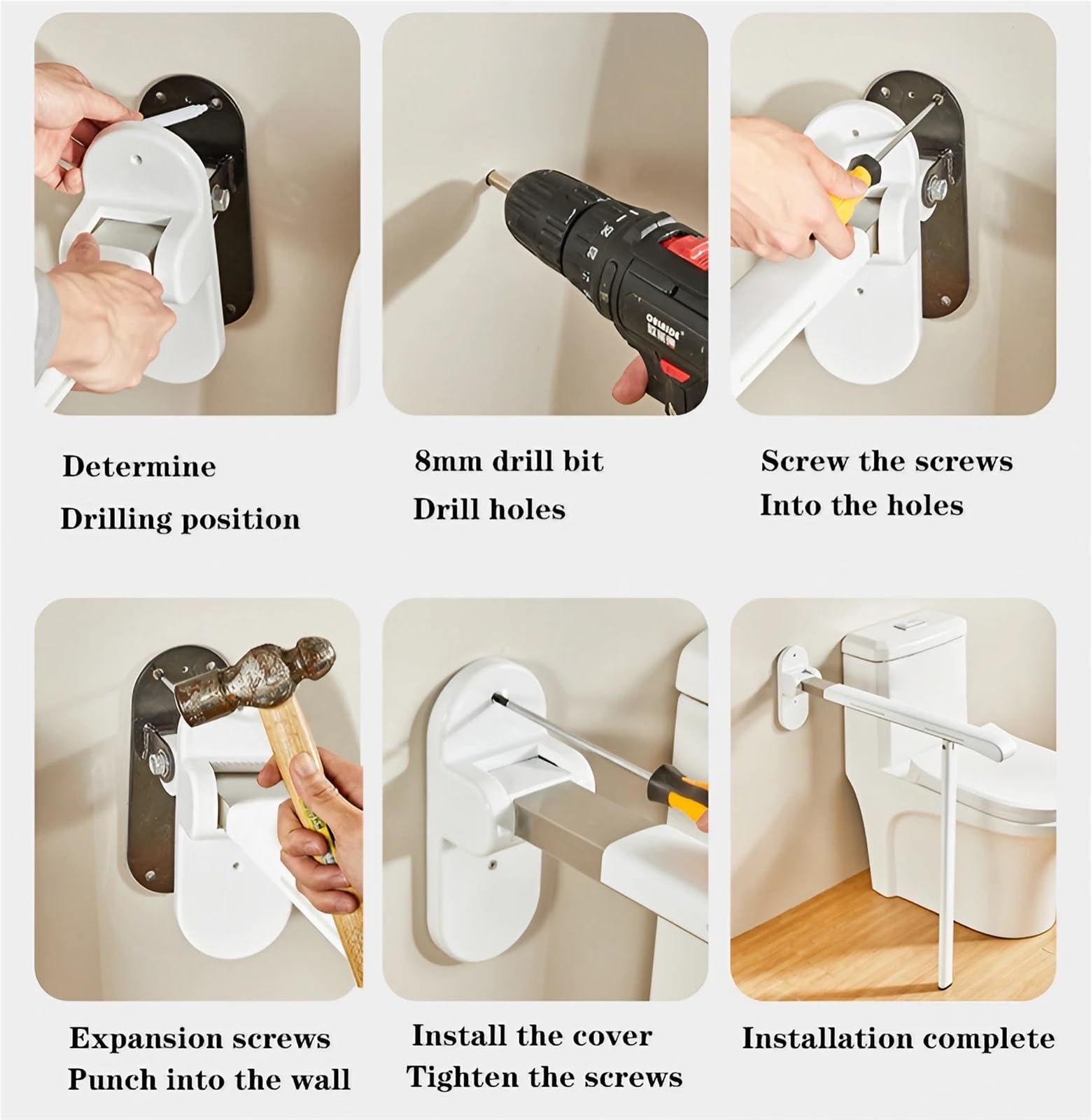 Agarraderas Baño para Mayores y Minusválidos - Barras De Agarre WC/Inodoro Plegables con Tira Luminosa - Safety Frame De Montaje Lateral para Pared, Ducha Y Toilet - Reposabrazos Abatibles