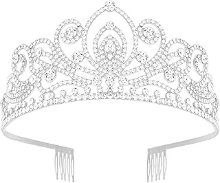 Tiaras and Crowns for Women Girls Birthday Queen Tiara Silver Rhinestone Crowns Princess Fairy Tiara Crown Royal Wedding Crown for Bride Bridal Prom Birthday Decorations Hair Accessory for Women