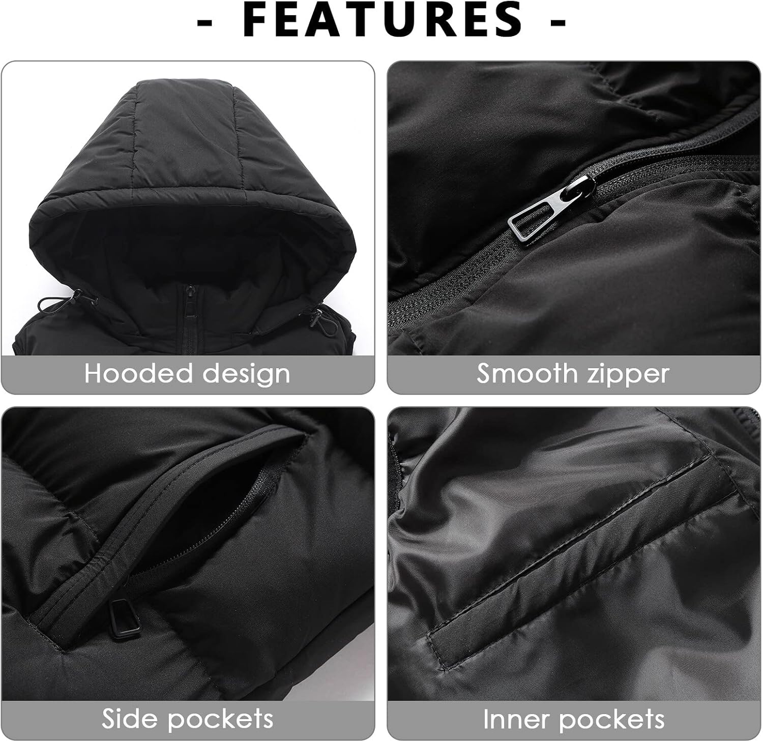 Panegy Men's Quilted Winter Vest Outdoor Removable Hooded Padded Puffer Vest