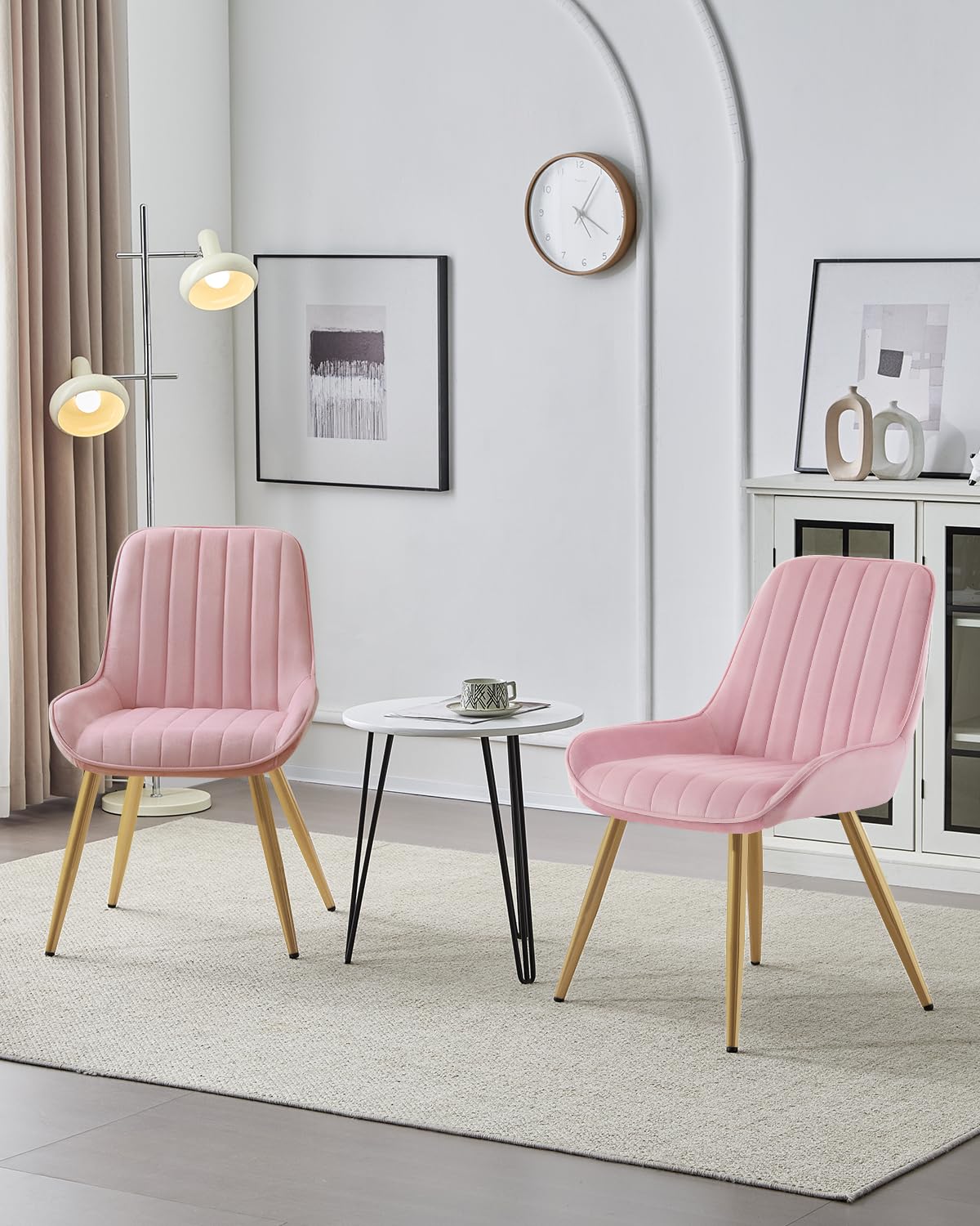 Lestarain Juego de 2 Sillas de Comedor,Terciopelo,Rosa | Ergonómicas, Salón y Dormitorio, Estilo Nórdico y Moderno