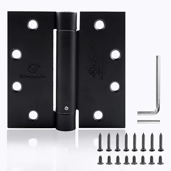 Self Closing Door Hinge 4-1/2 inch Matte Black Auto Close Hinges Adjustable 4 ½"x 4 ½" Spring Hinges Door Closer Hinge Square Corner Commercial Auto Self-Closing Hinge 3 Pieces
