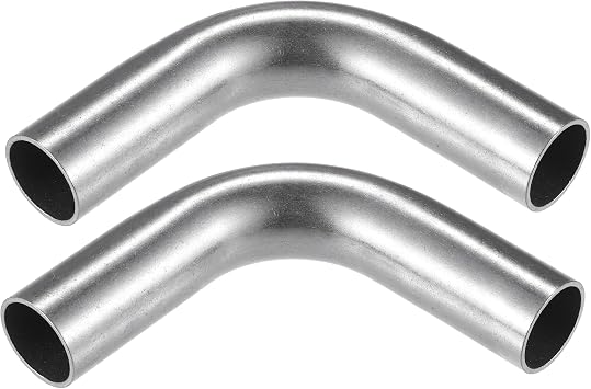 2 Pcs Bend Elbow Pipe Tube, 1" OD 4" Leg 90 Degree DIY Exhaust Pipe Intercooler Air Intake Tube Universal for Car Truck Automotive Durable 304 Stainless Steel Silver Tone