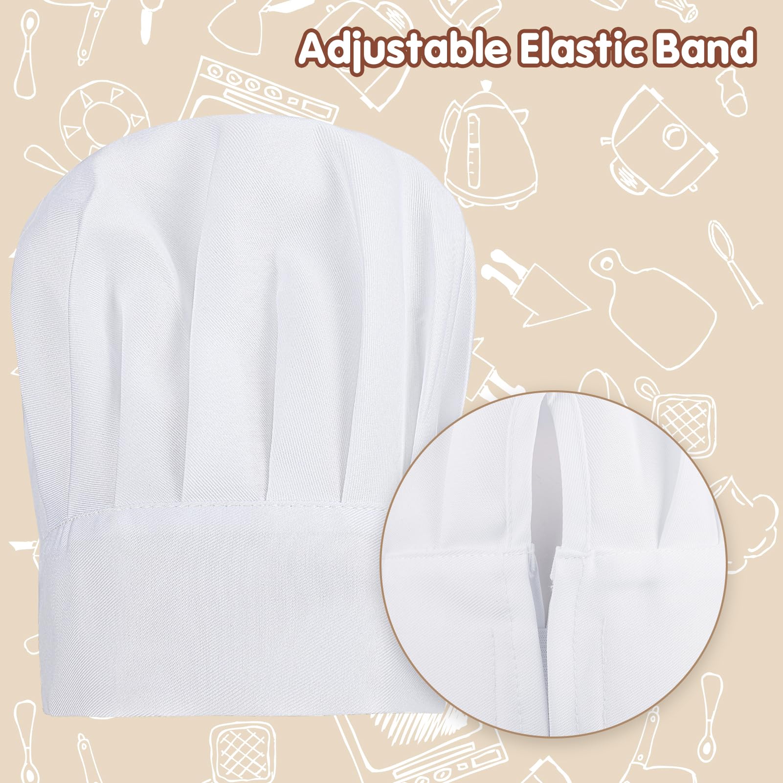 Paquete de 2 delantales y sombrero de chef, delantal ajustable de alta cocina, impermeable, delantal de cocina, sombrero de chef, regalo de Navidad