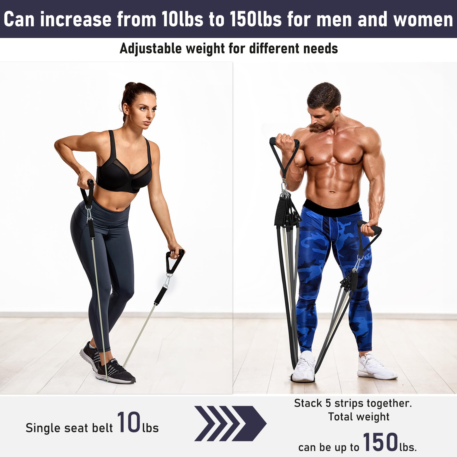 JATEKA Elastici Fitness Elastico Palestra Bande Elastiche Fitness Set Fasce di Resistenza Estensori per Pettorali Uomo per Yoga, Pilates