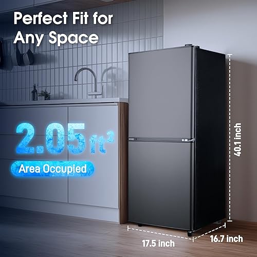 Miniatura 7 de Refrigerador de 4.0 pies cúbicos con congelador inferior y cajón, refrigerador de 2 puertas con 7 ajustes de temperatura ajustables para dormitorio,