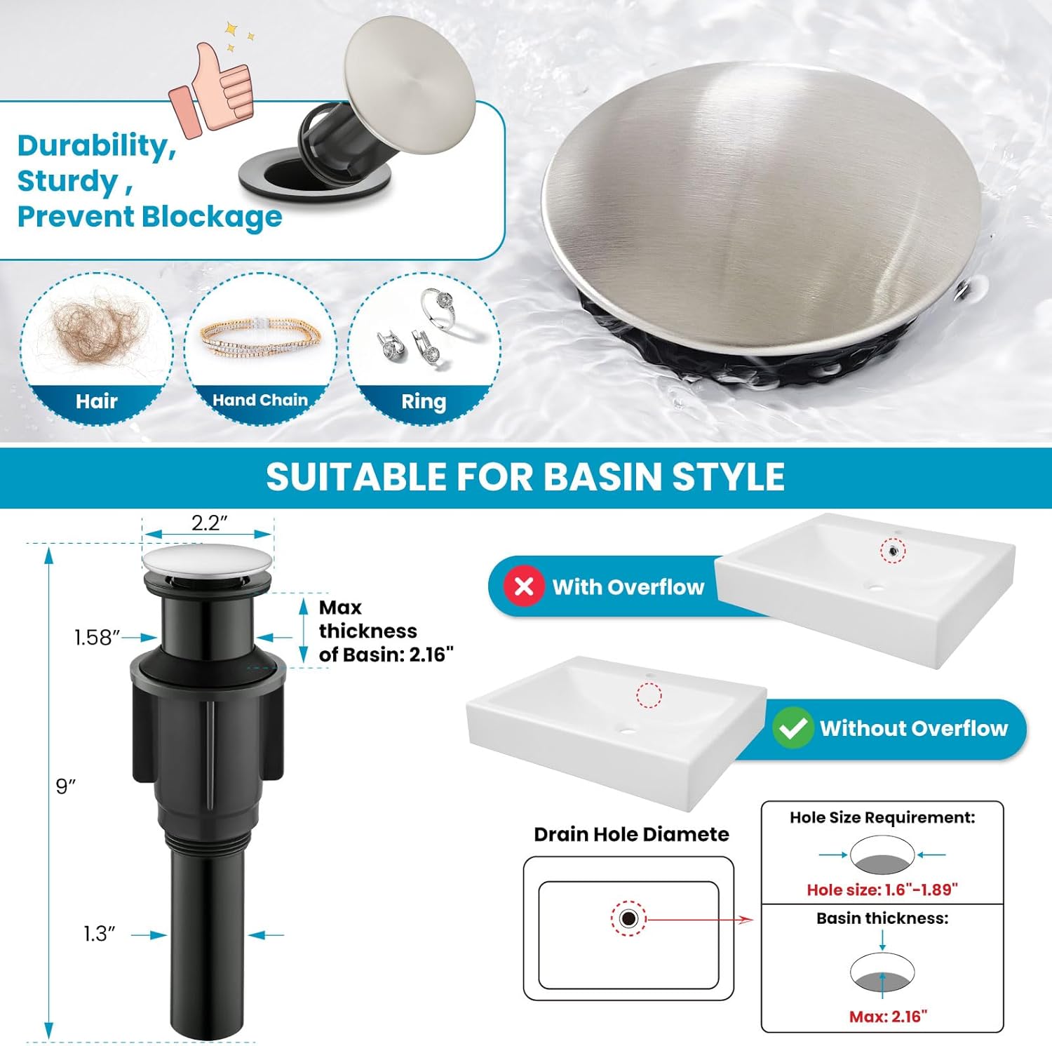 gotonovo Waterfall Tall Bathroom Faucet Single Handle Bathroom Faucets for Sink 1 Hole Stainless Steel Vessel Sink Faucet Modern Mixer Tap Wash Basin Faucet with Pop Up Drain, Brushed Nickel - Image 4