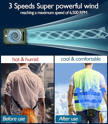 Miniatura 3 de Ventilador portátil con clip de cintura, ventilador personal recargable de cuello de 10000 mAh, ventilador de batería de 6500 rpm, potente
