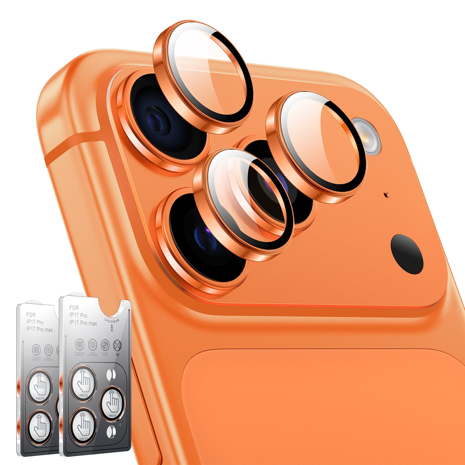 LK 2 Pack for iPhone 17 Pro/17 Pro Max Camera Lens Protector, Cosmic Orange