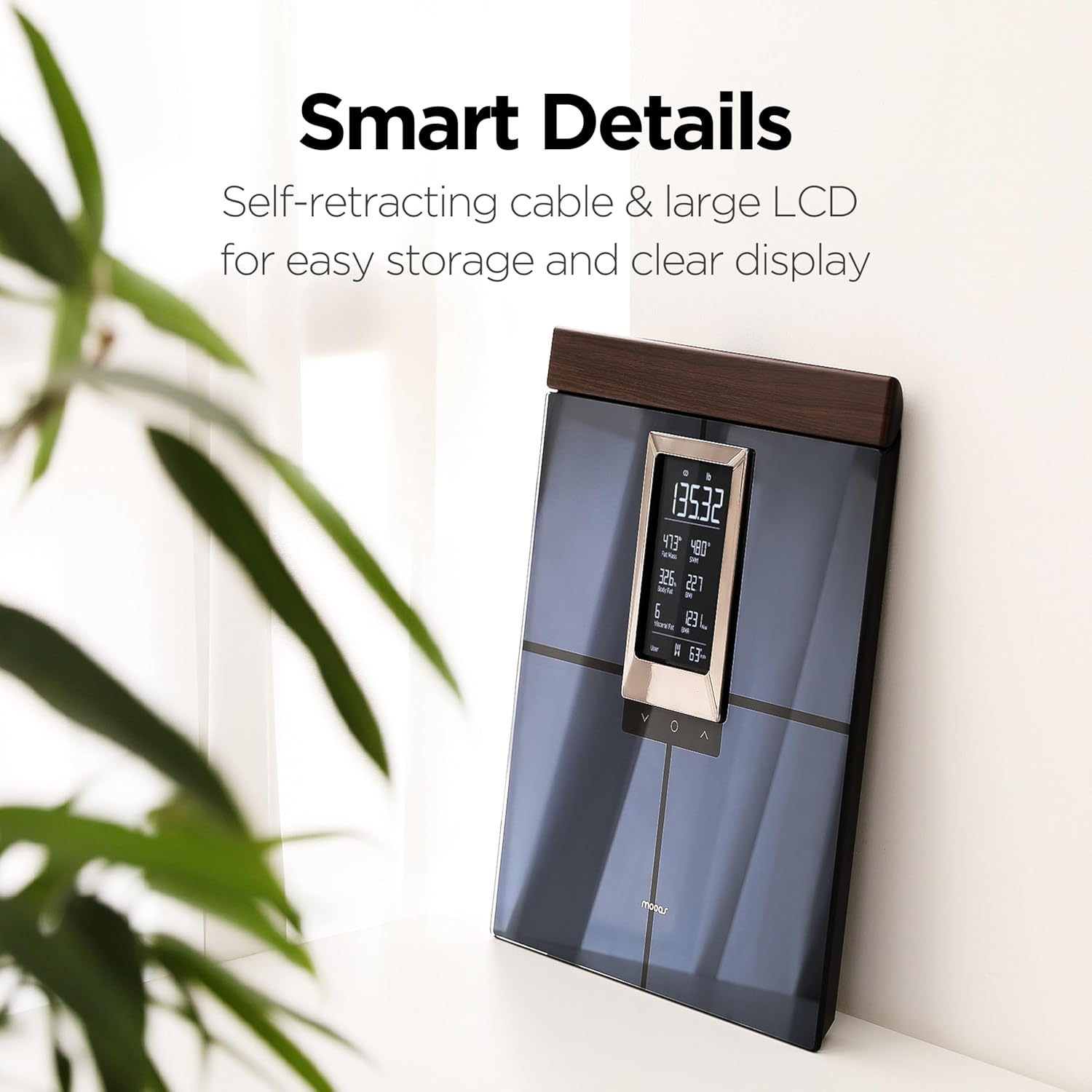 mooas Smart Hand Bar LCD Built-in Body Composition inbody Scale, Health app Integration, Measures 21 Body Index Data, High Precision Measurement, LCD Display, Diet, Health Management