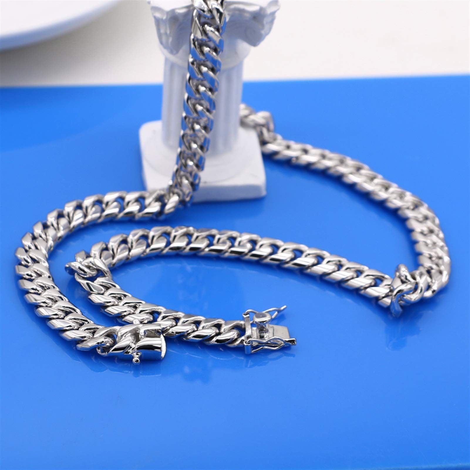 Herren Halskette Herrenhalsketten 925 Sterling Silber Mann Halskette Klassische echte Dicke Reine Silberpeitsche Kette 10mm 24 Zoll