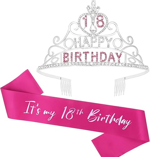 GAFATORY 18th Birthday Sash and Crown It's My 18th Birthday 
