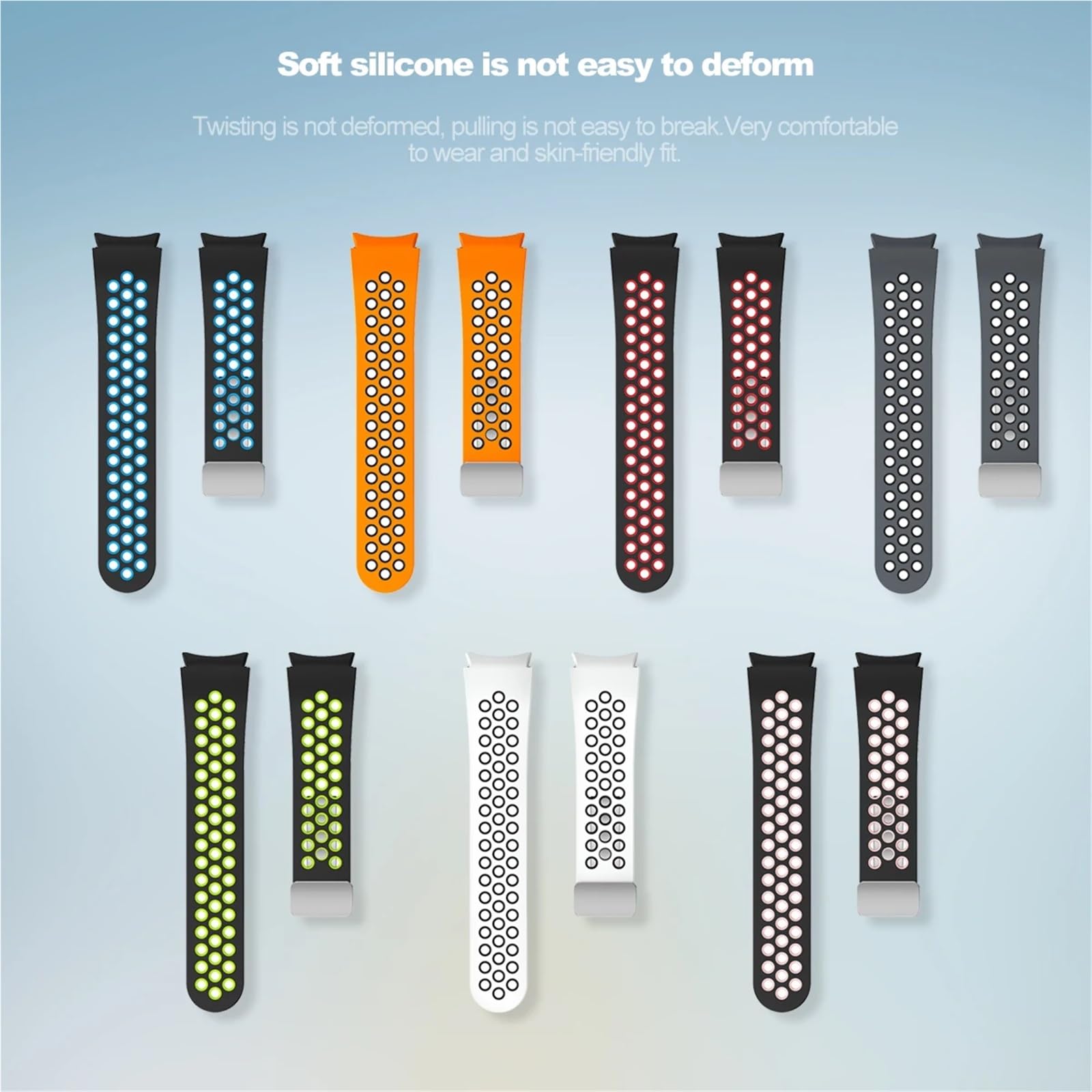 JDIME Cinturino in silicone da 20 mm per Samsung Galaxy Watch 6 Classic 43 47mm 5Pro 45mm Breathe No Gaps Orologio con fibbia magnetica 7 6 5 4 40mm 44mm Cinturini per orologi
