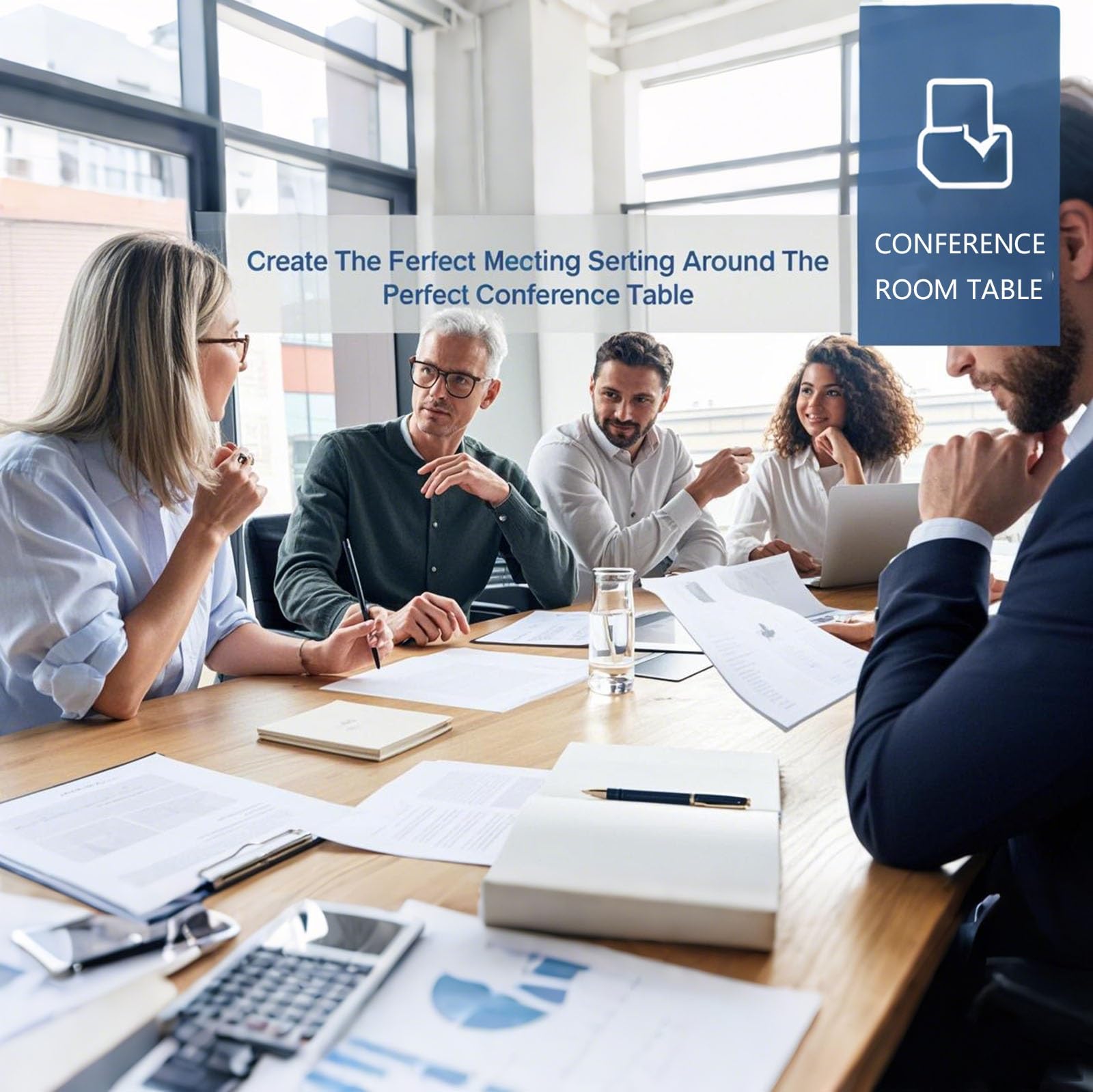 Tavolo da conferenza moderno per 2-8 persone, finitura noce, 240 x 120 x 74,9 cm, perfetto per ufficio, riunioni, seminari e sale riunioni, elegante scrivania riunioni (sedie non incluse)