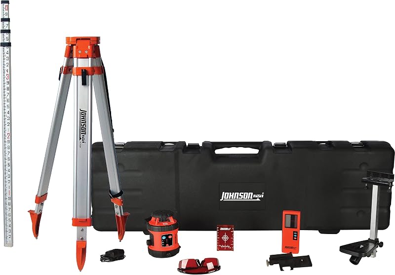 Level & Tool 99-026K Sistema láser giratorio horizontal autonivelante con kit de estuche rígido, 50 x 14.5", rojo, 1 kit, naranja