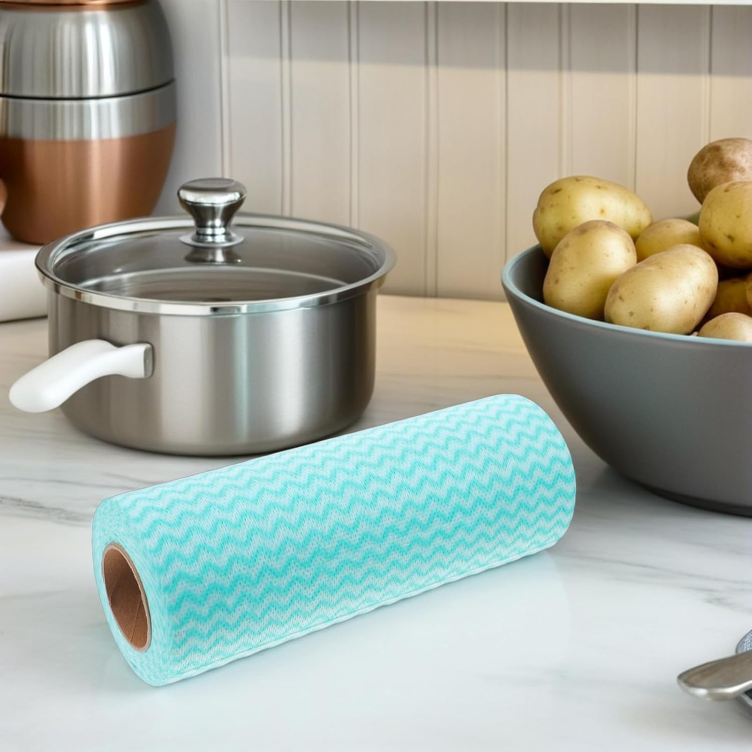 Cabilock 2 Rolls Disposable Kitchen Cleaning Cloths Roll 2 100 Sheets | Washable, Oil-resistant, Hand Wiping and Kitchen Cleaning Use, Easy Storage, Dish Rag Format