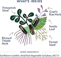 Vista 3 de Motherlove More Milk Mezcla Especial (60 cápsulas líquidas) Suplemento herbal para la lactancia con ruda cabruna para desarrollar tejido mamario