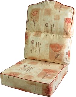 Hump Back NEW CANE CHAIR CUSHIONS Conservatory Wicker Rattan Furniture by GILDA® (Poppy Peach with Chilli Piping)