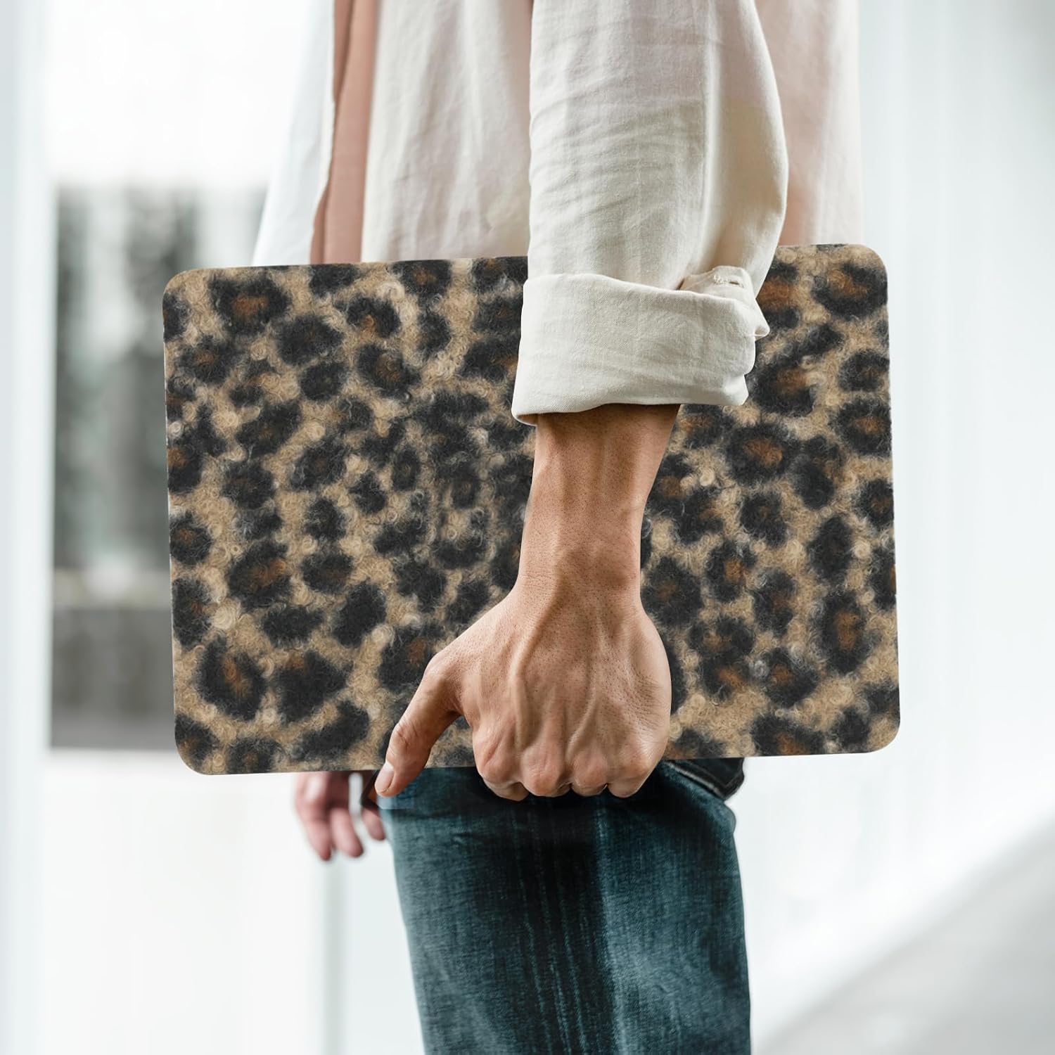 for MacBook Air 13.6 inch Case 2022-2026 M4 A3240 M3 A3113 M2 A2681, Soft Leopard Print Fuzzy Plush Faux Fur Cheetah Leather Hard Shell Case&Keyboard Cover for Mac Air 13.6, Leopard Plush Brown - Image 5