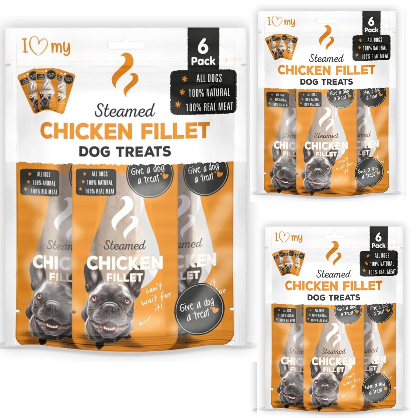 Steamed Chicken Fillets for Dogs (Pack of 18 x 30g) 100% Natural Cooked Real Chicken Dog Treats – Individually Wrapped Healthy Dog Snacks – High Protein Dog Food Topper – Grain Free Natural Dog Treats