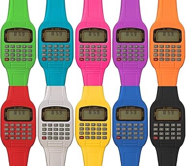 Brown Leaf Birthday Return Gifts for Kids Set of 12 Kids Favorite School Watch 2 in 1 Calculator with Watch