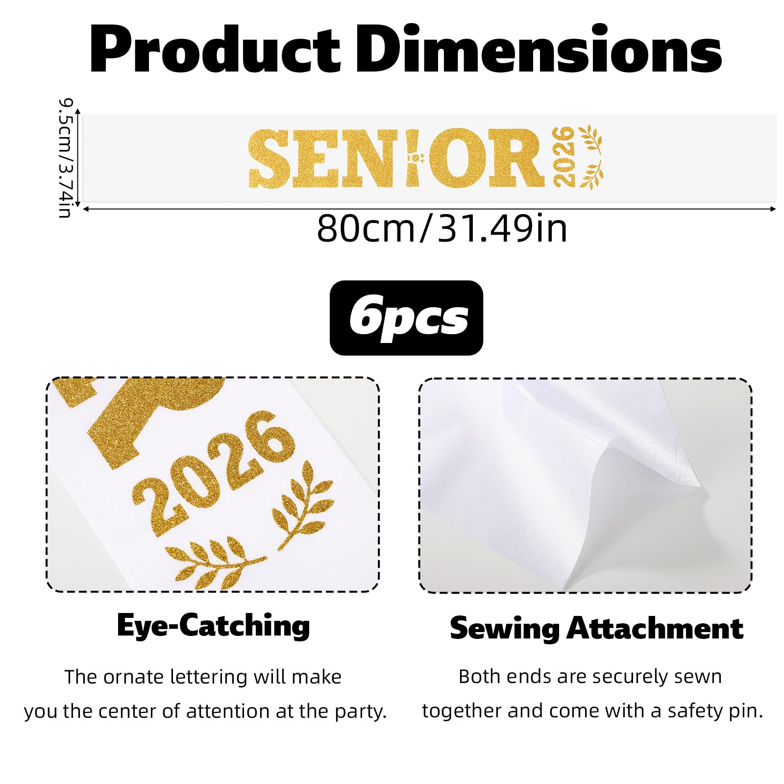 PEUTIER 6pcs Senior 2026 Sashes - Image 2
