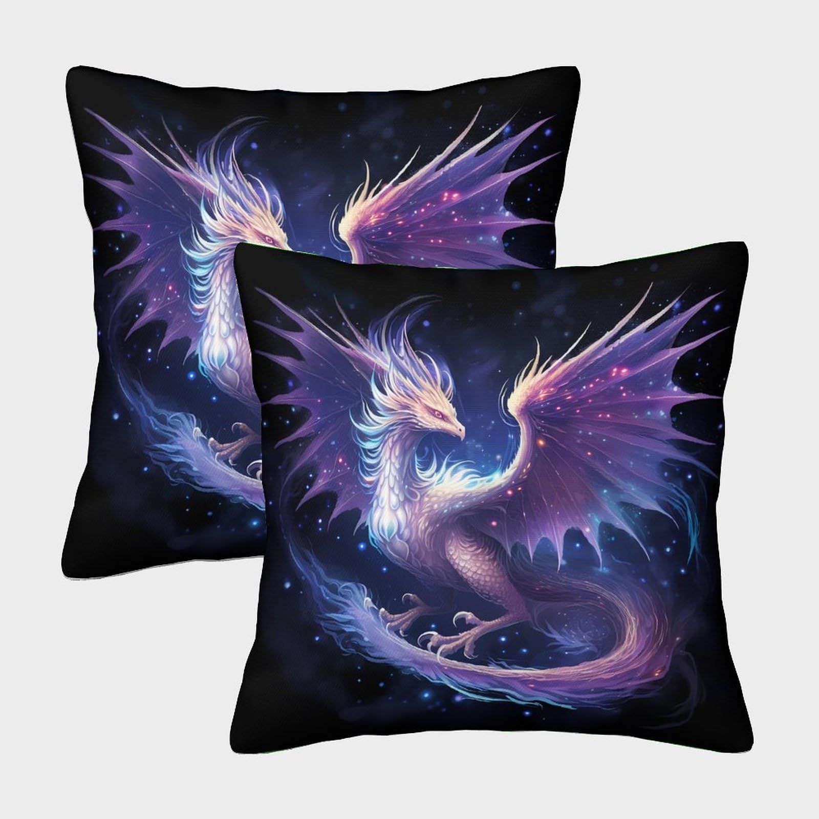 QFVANSIYO Mystical Fantasy Dragon 3D Printed Pillowcase Microfiber Bedroom Decor Dragon Pillow Cover for Teens Adults 40x40cm