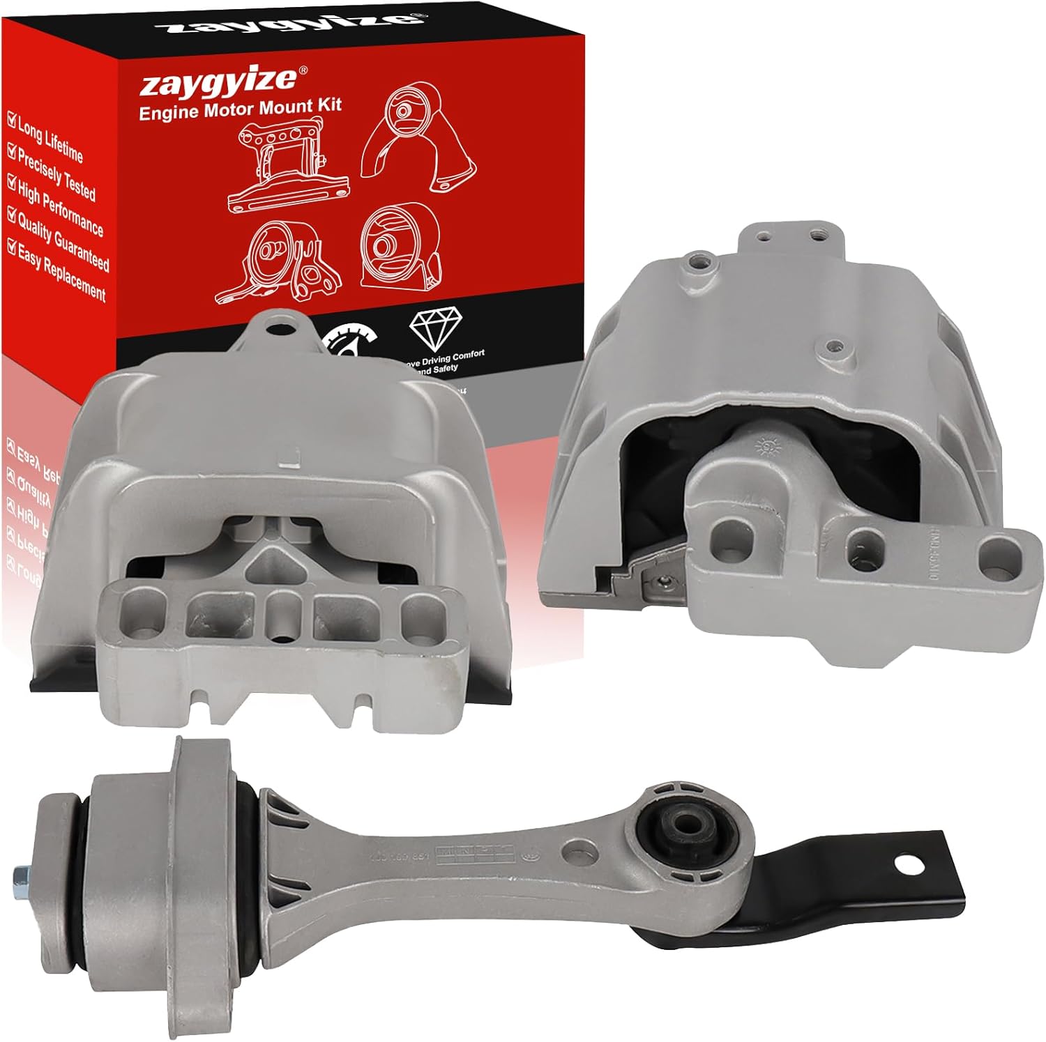 3PCS Engine Motor Mount and Transmission Mount Set Compatible with Volkswagen VW Jetta 1999-2005, for Golf 1999-2006, for Beetle 1999-2005, L4 1.8L 1.9L 2.0L Replace A6929,A6930,A6935