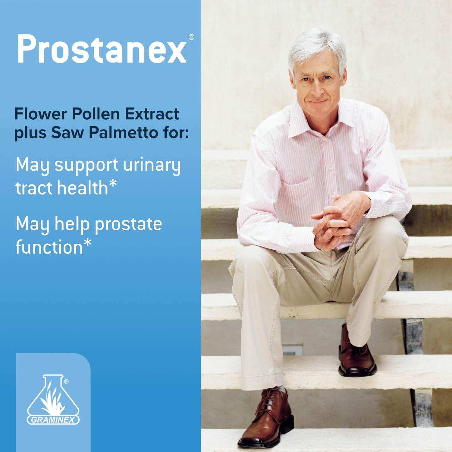 Graminex Prostanex - Prostate Health Supplement Flower Pollen Extract, Saw Palmetto - Support for Bladder Control & Urinary Tract Health, Rye Pollen Extract Made in USA, 90 Vegetarian Capsules