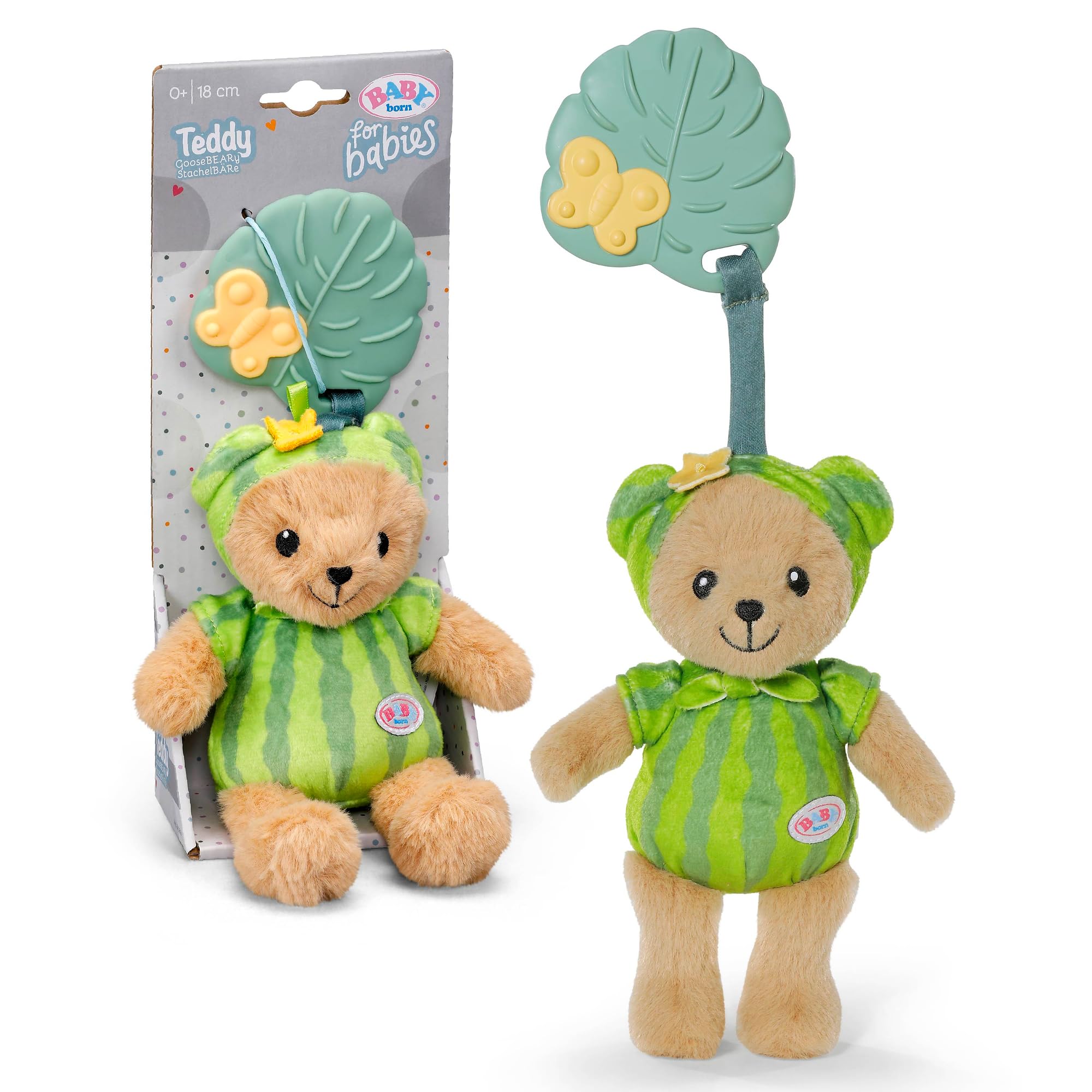 BABY born for Babies Teddy GooseBEARy, with teether, Rattle & Crackling Paper, Washable. Suitable from Birth.