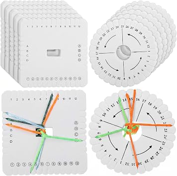 KALLORY 12 Pcs Kumihimo Disk Braiding Wheel - EVA DIY Handmade Braiding Tools for Bracelet Making, Square & Round Kumihimo Supplies for Beginners, Home & Classroom Craft Supplies