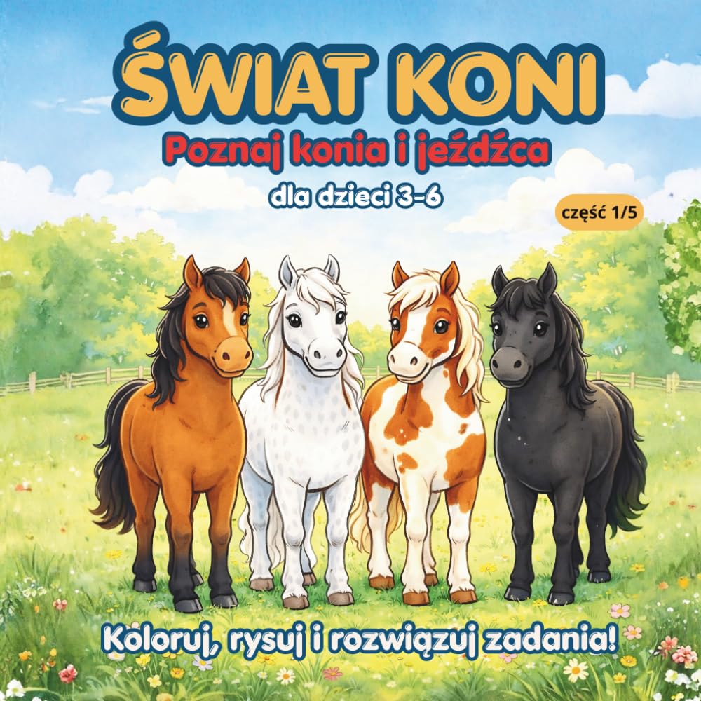 Świat koni Poznaj konia i jeźdźca dla dzieci 3-6 lat Koloruj rysuj i rozwiązuj zadania: konie dla dzieci | książka edukacyjna konie | prezent dla ... o koniach| kolorowanka z zadaniami 3 6 lat |