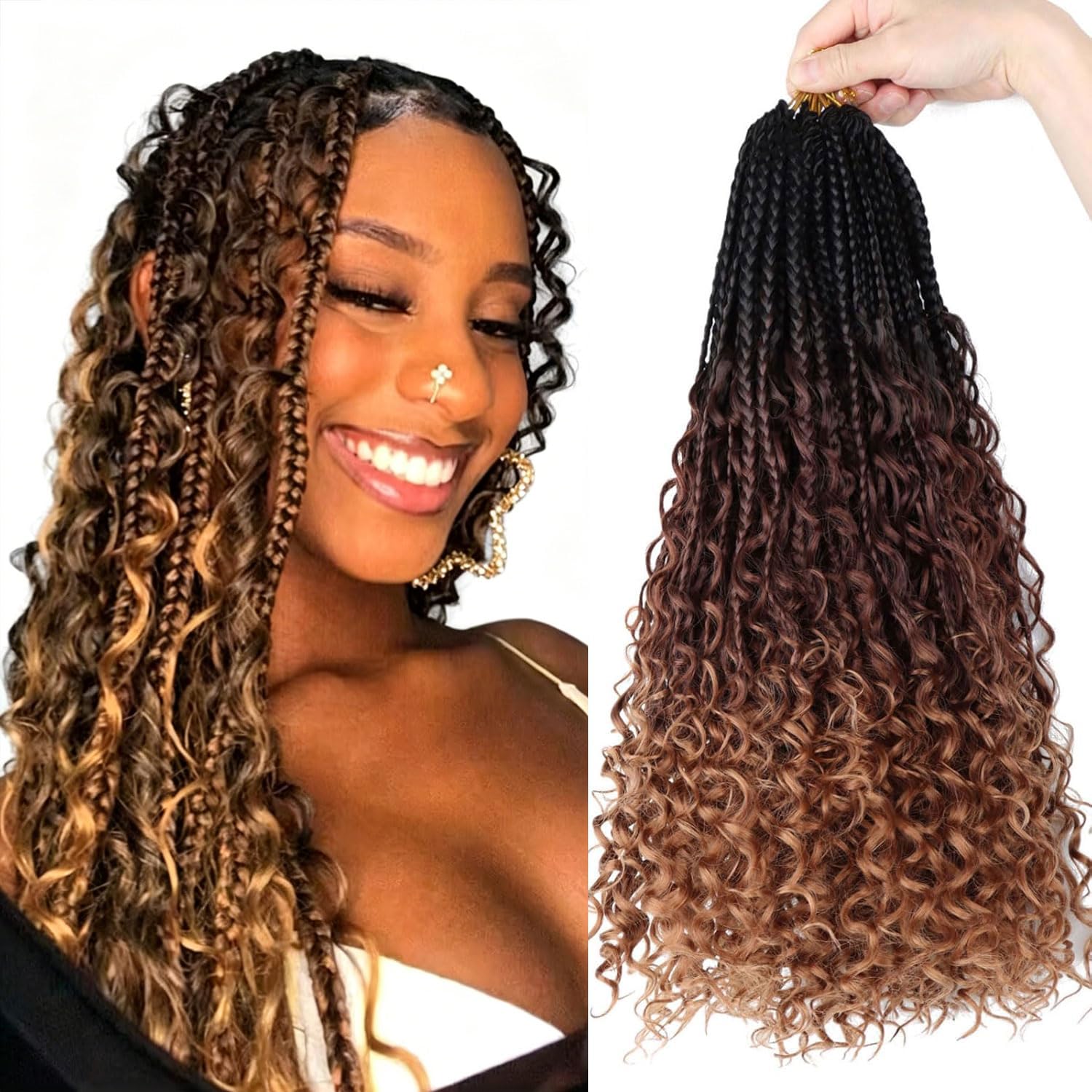 Amazon.com : LYCSOU Goddess Box Braids Crochet Hair 18 inch Curly