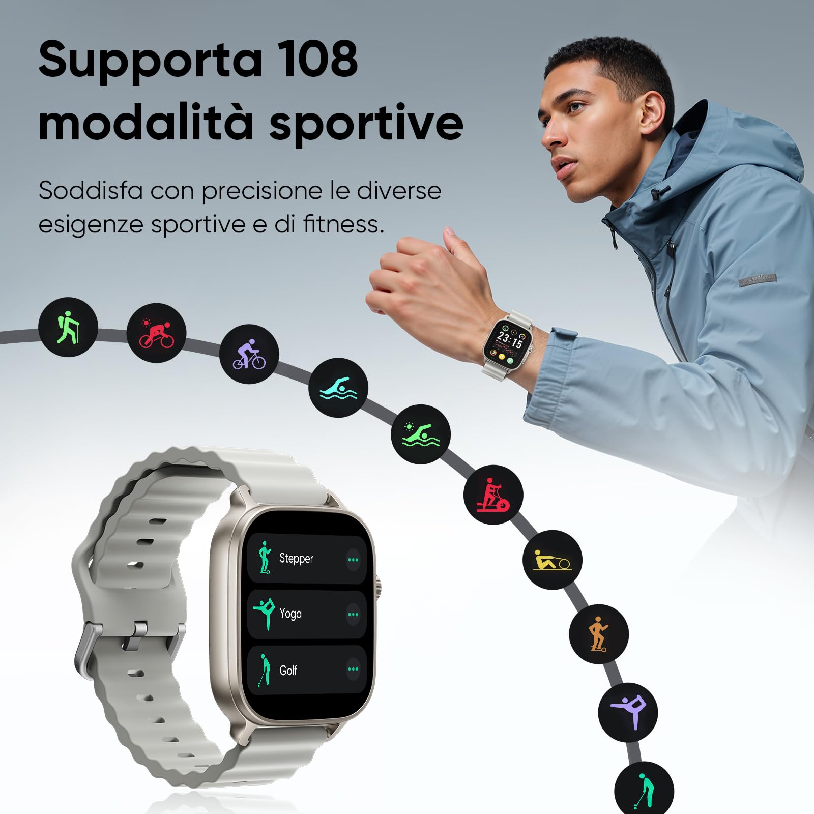 realme Watch 5 Smartwatch, AMOLED Touch 1,97'', GPS Indipendente,Chiamate Bluetooth, 108 Modalità Sport, Monitoraggio Ossigeno Sangue/Sonno, Impermeabile IP68, Batteria 16 Giorni, Grigio