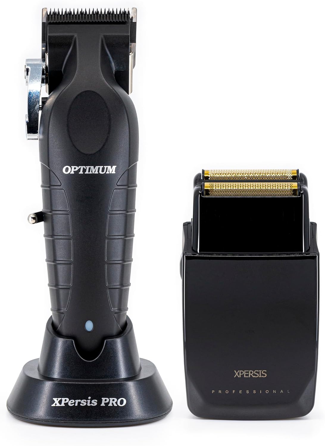 PRO Optimum Cordless Hair Clipper for Barbers, Professional Mens Hair Clipper Floating Lever Ergonomic Design DLC Taper Blade + Electric Razor Foil Shaver with Sharp Blades (Black)