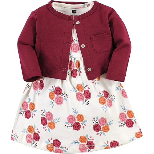 Hudson Baby Baby Girls' Cotton Dress and Cardigan Set