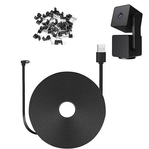 UYODM Cable de extensión micro USB en forma de L compatible con WYZE Cam Pan V3 WYZE Cam V3, cable de carga de 90 grados de extensión de 16.4