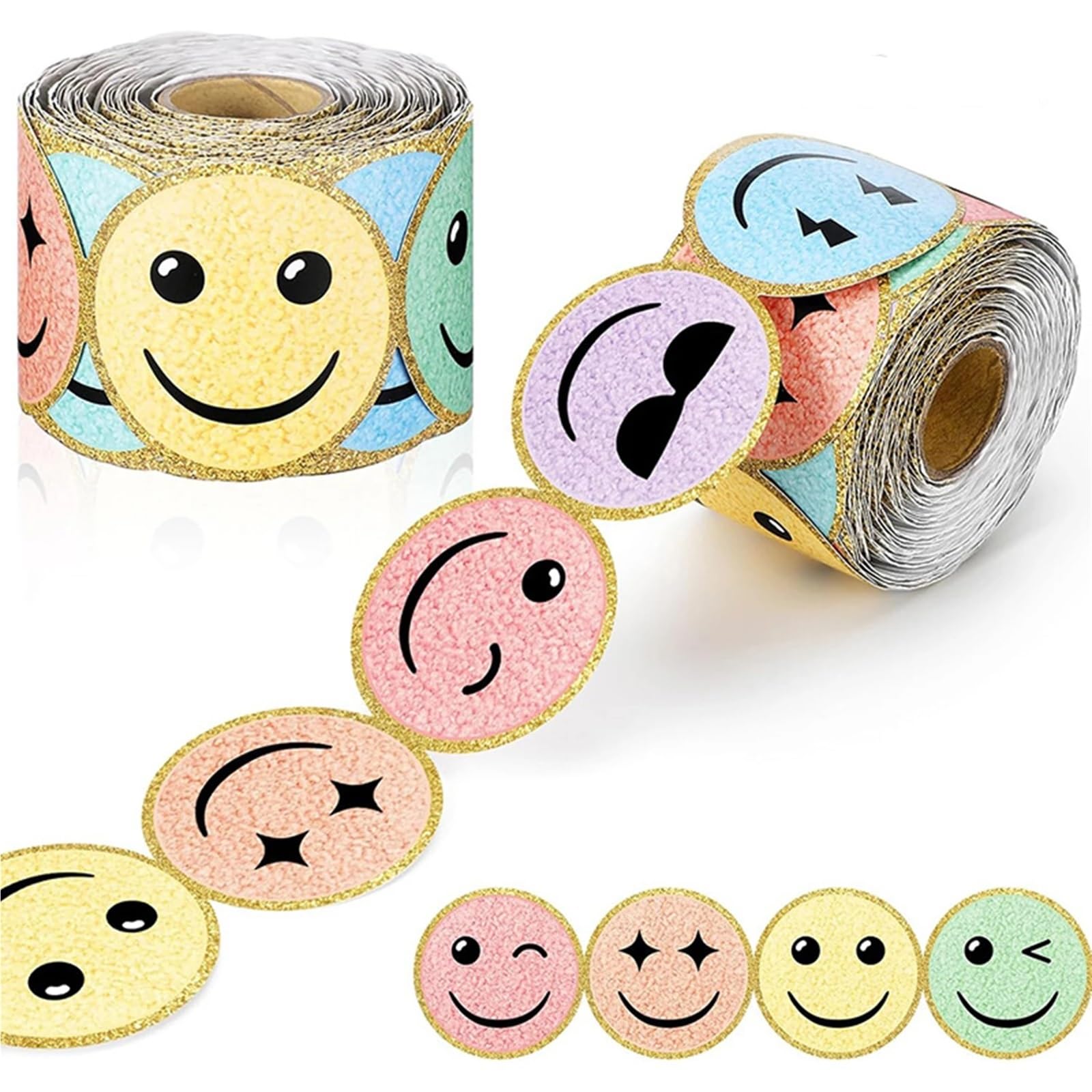 3/5 Rolls Happy Stickers - Smile Stickers for Bulletin Board Decoration - Perfect for Back to Blackboard Decor(3 roll)