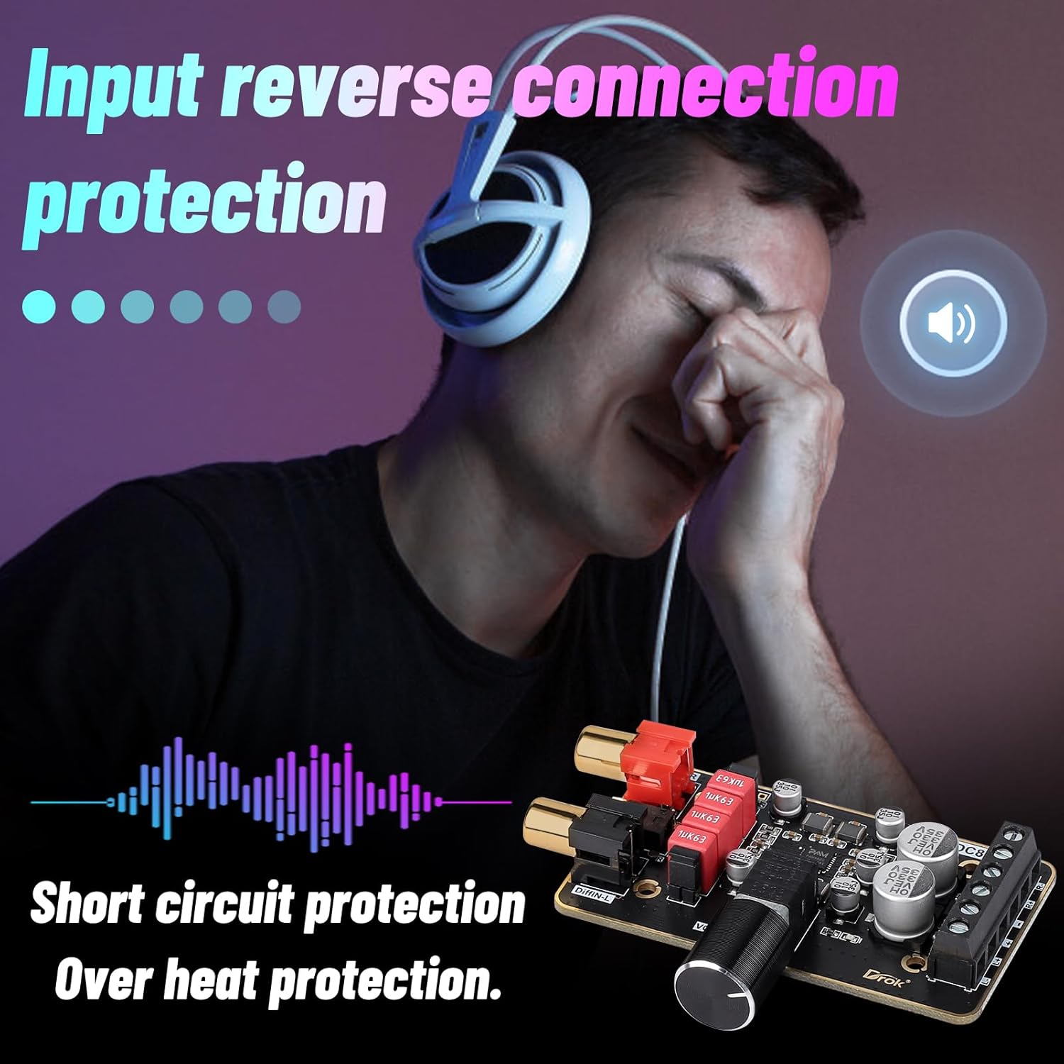 Diagram illustrating the external mute and shutdown functions of the amplifier board.