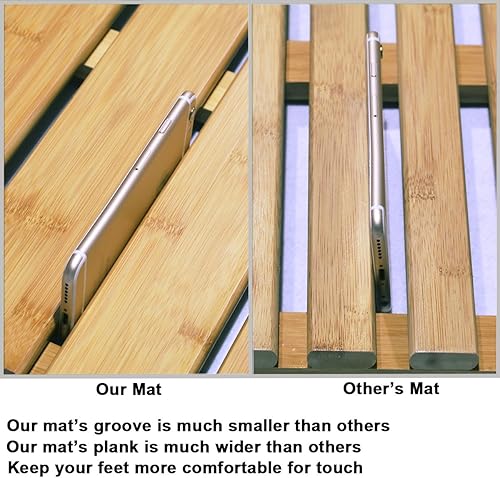 Miniatura 6 de GOBAM Tapete de baño de bambú, grande, 26 x 15.8 x 1.3 pulgadas, antideslizante, tapete para baño, spa, sauna, cocina, espacios interiores y